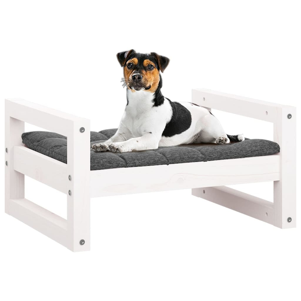 Vidaxl Cama Para Perros Madera Maciza De Pino Blanco 55,5x45,5x28 Cm_3