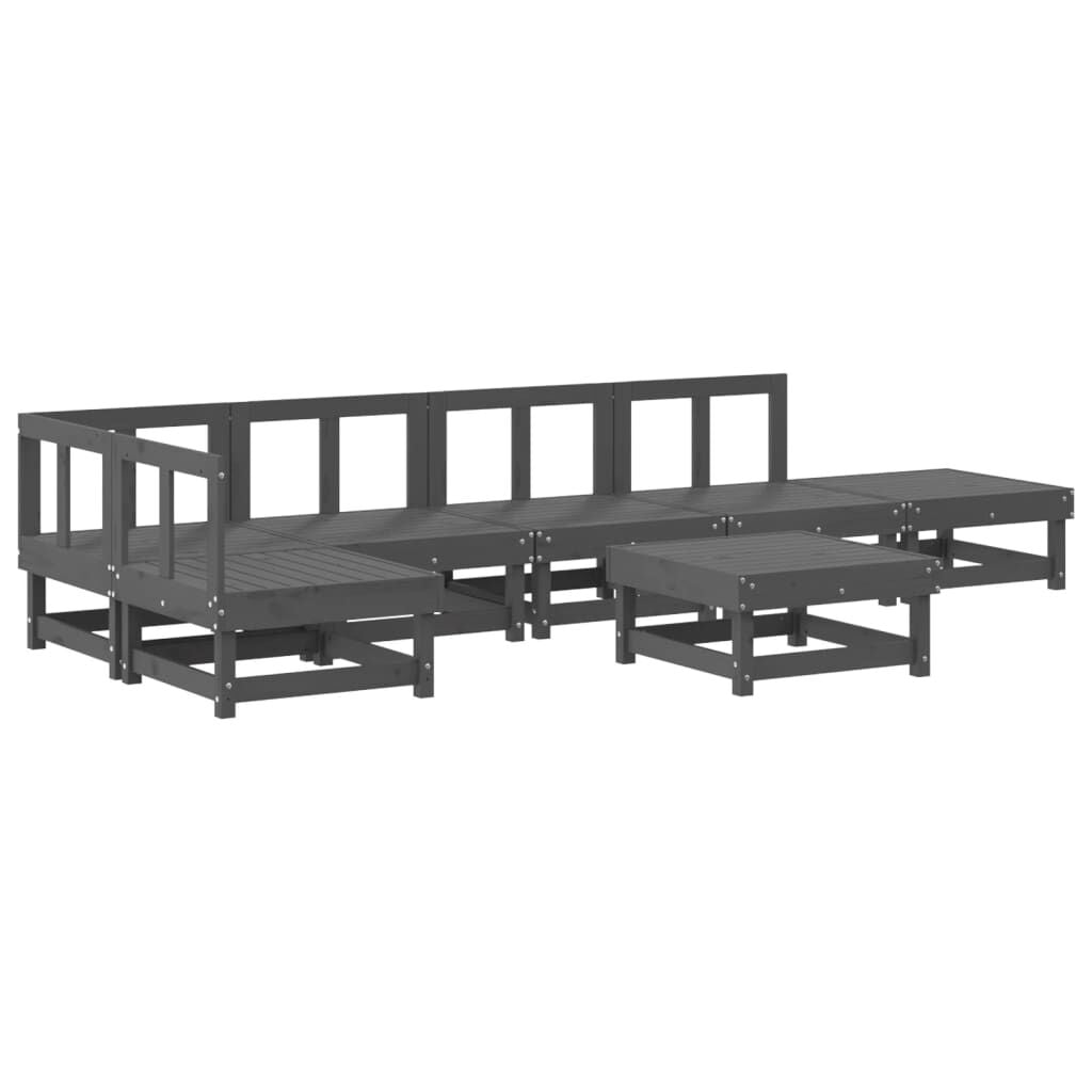 Vidaxl Juego De Muebles De Jardín 7 Piezas Madera Maciza De Pino Gris_0