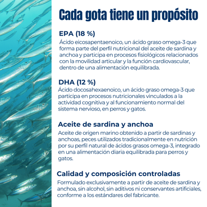Suplemento natural Omega-3 para perros y gatos – Aceite de sardina y anchoa salvaje 200 ml_2