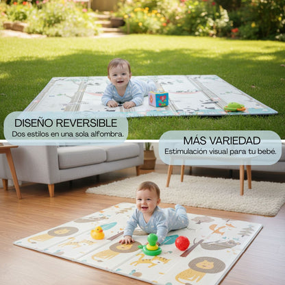 Alfombra Plegable Para Bebé 200 × 180 Cm, Reversible Pandas/bosque Bathby_2