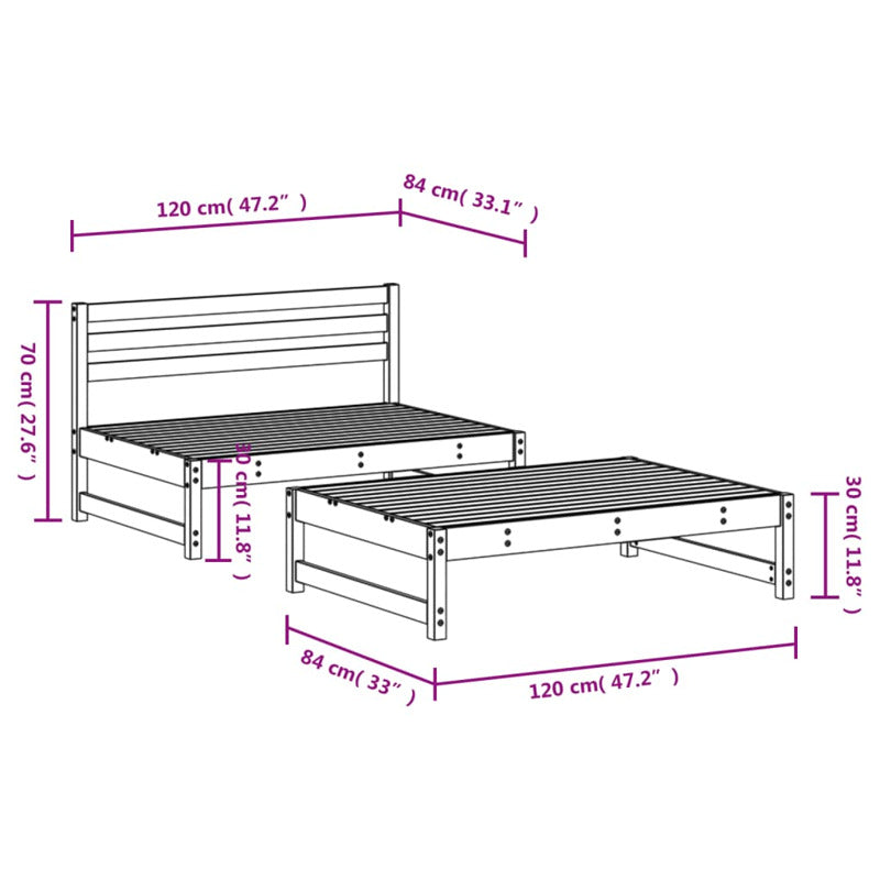 Vidaxl Juego De Muebles De Jardín 2 Piezas Madera Maciza Pino Blanco_5