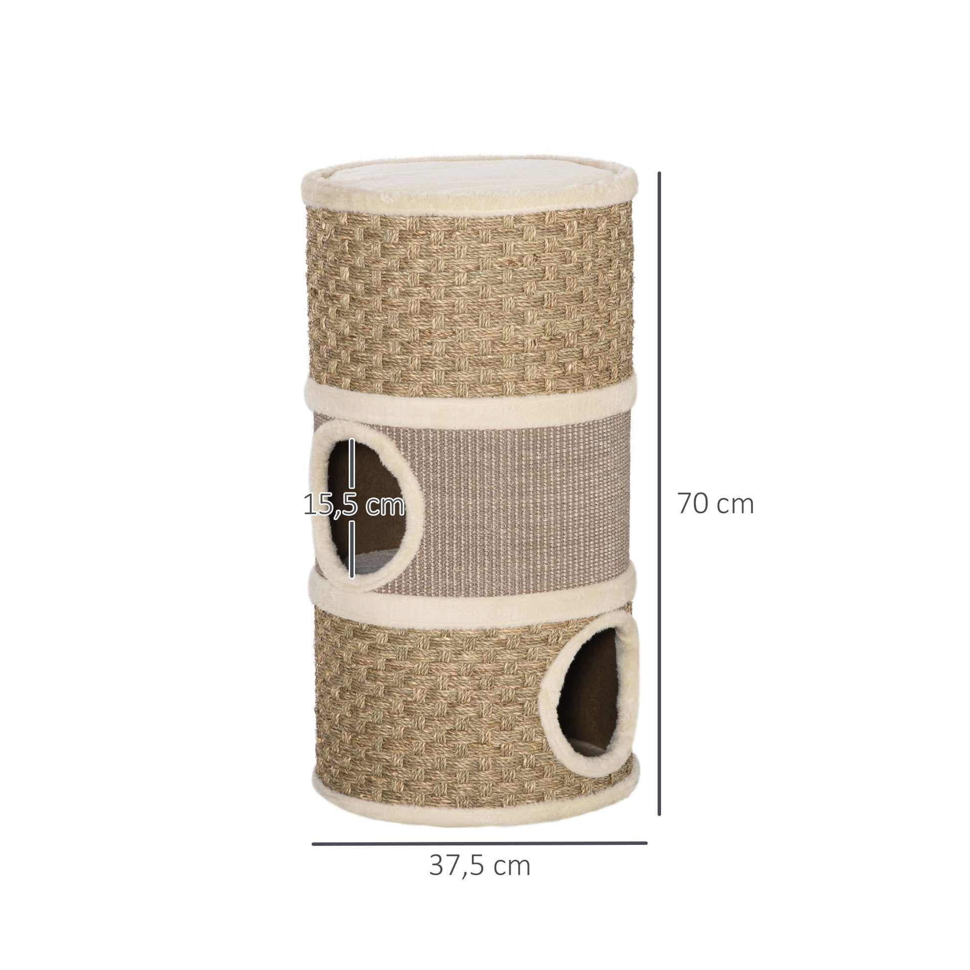 Pawhut Barril De Rascado Para Dormir Y Jugar Cama Cómoda Rascador De 3 Niveles_2