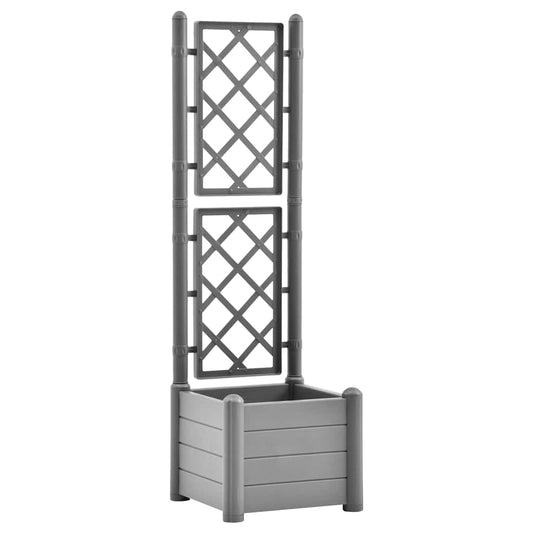 Jardinera Con Enrejado Pp Gris Piedra 43x43x142 Cm_0