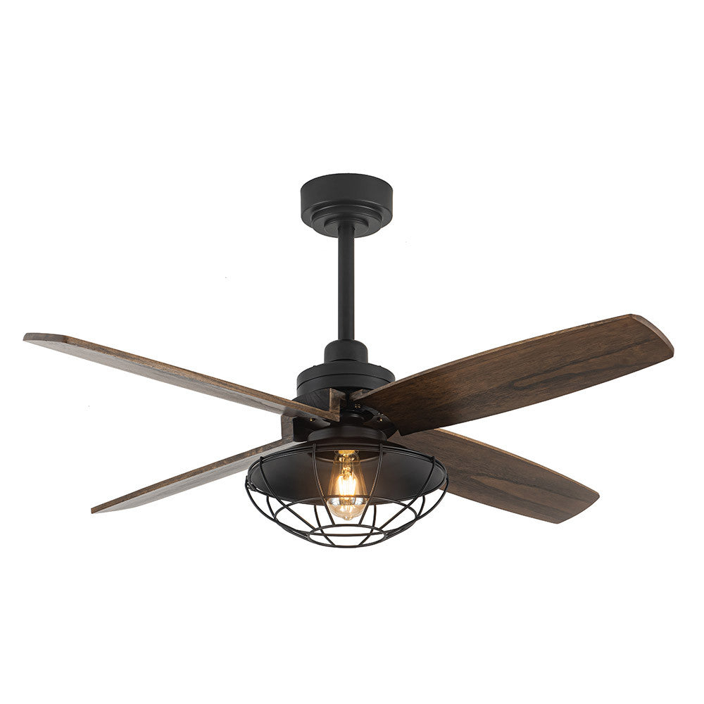 Ventilador Dc Aquilo Negro 1xe27 4asp Roble 6veloc C/remoto Y Temporizador 44,5/57x119,4x119,4 Cm_2