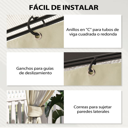 Outsunny 4 Paredes Laterales Para Cenador 3x3 M Con 8 Ventanas Crema_5