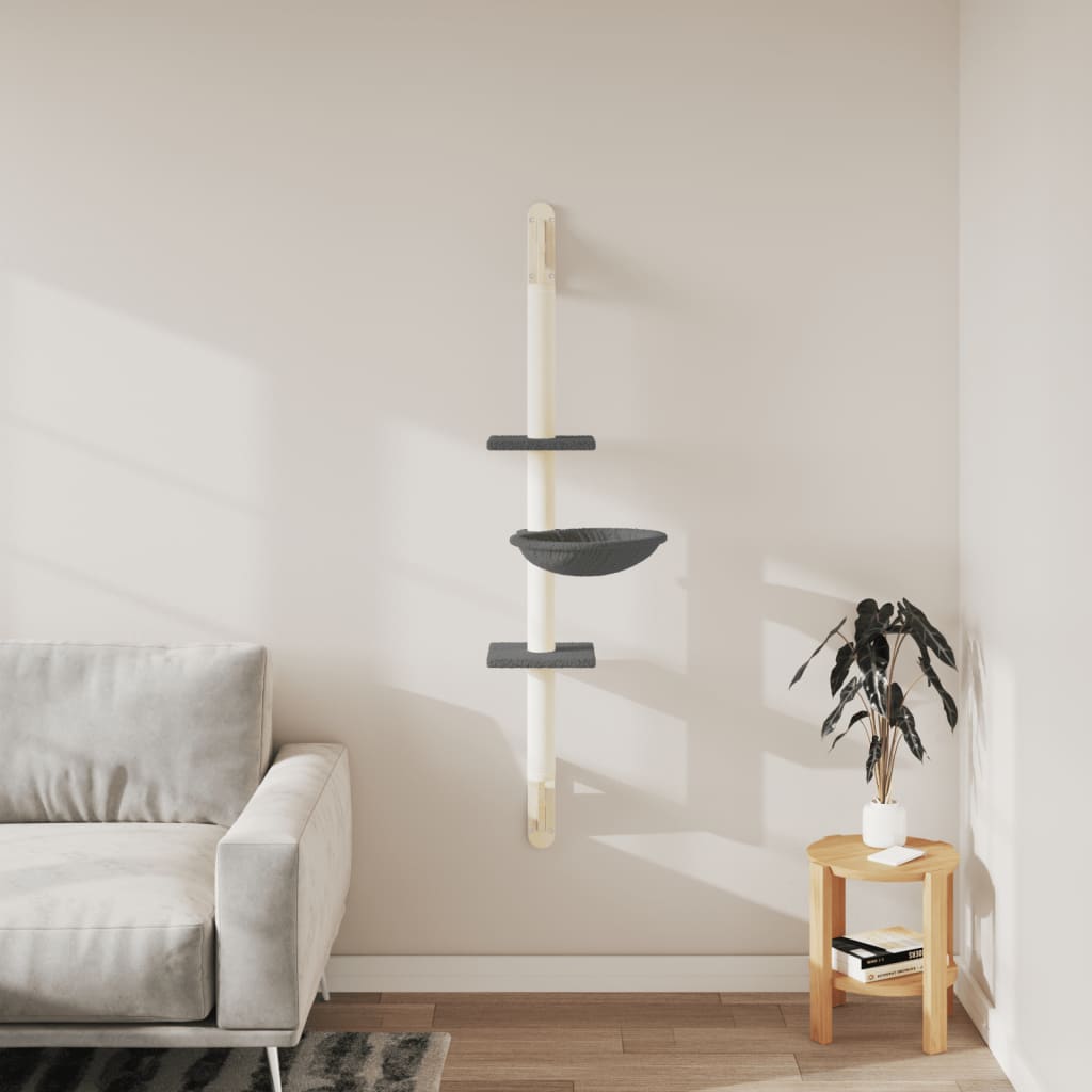 Árbol Rascador Para Gatos De Pared Gris Oscuro 142,5 Cm_2