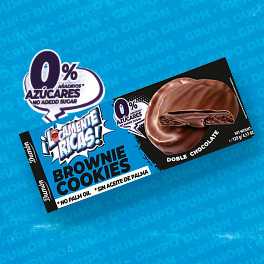 Galletas Brownie Doble Chocolate 128gr -Dumón Snack Proteico Sin Azúcares Añadidos- Pack De 14 Unidades_1