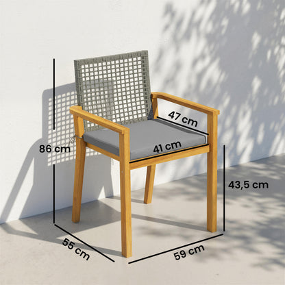 Outsunny Juego De 2 Sillas De Jardín Exterior De Madera Con Cojines Desmontables_2