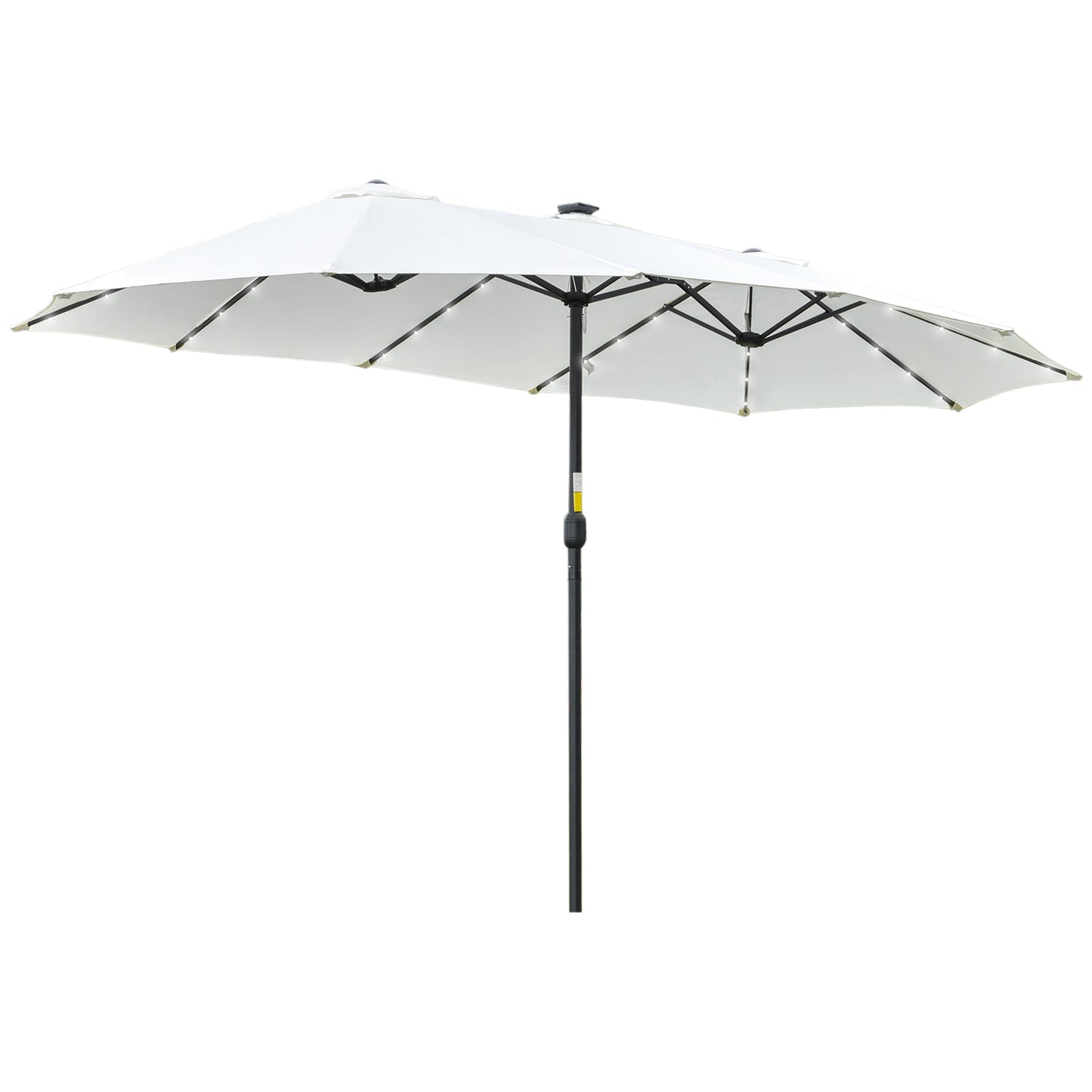 Outsunny Sombrilla Doble De Jardín Con 48 Luces Led Solar 450x265x240 Cm Crema_0