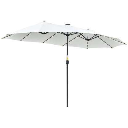 Outsunny Sombrilla Doble De Jardín Con 48 Luces Led Solar 450x265x240 Cm Crema_0