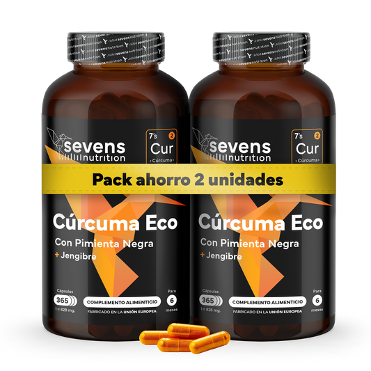 Pack 2x Cúrcuma + Jengibre Y Pimienta Negra Sevens Nutrition. Antiinflamatorio Y Salud Articular._0