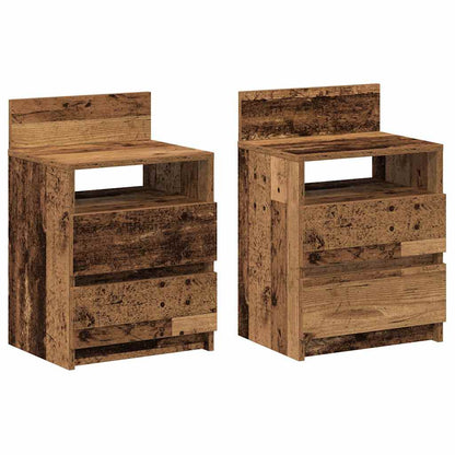 Mesillas De Noche 2 Uds Con 2 Cajones Madera Vieja 40x33x60 Cm_0