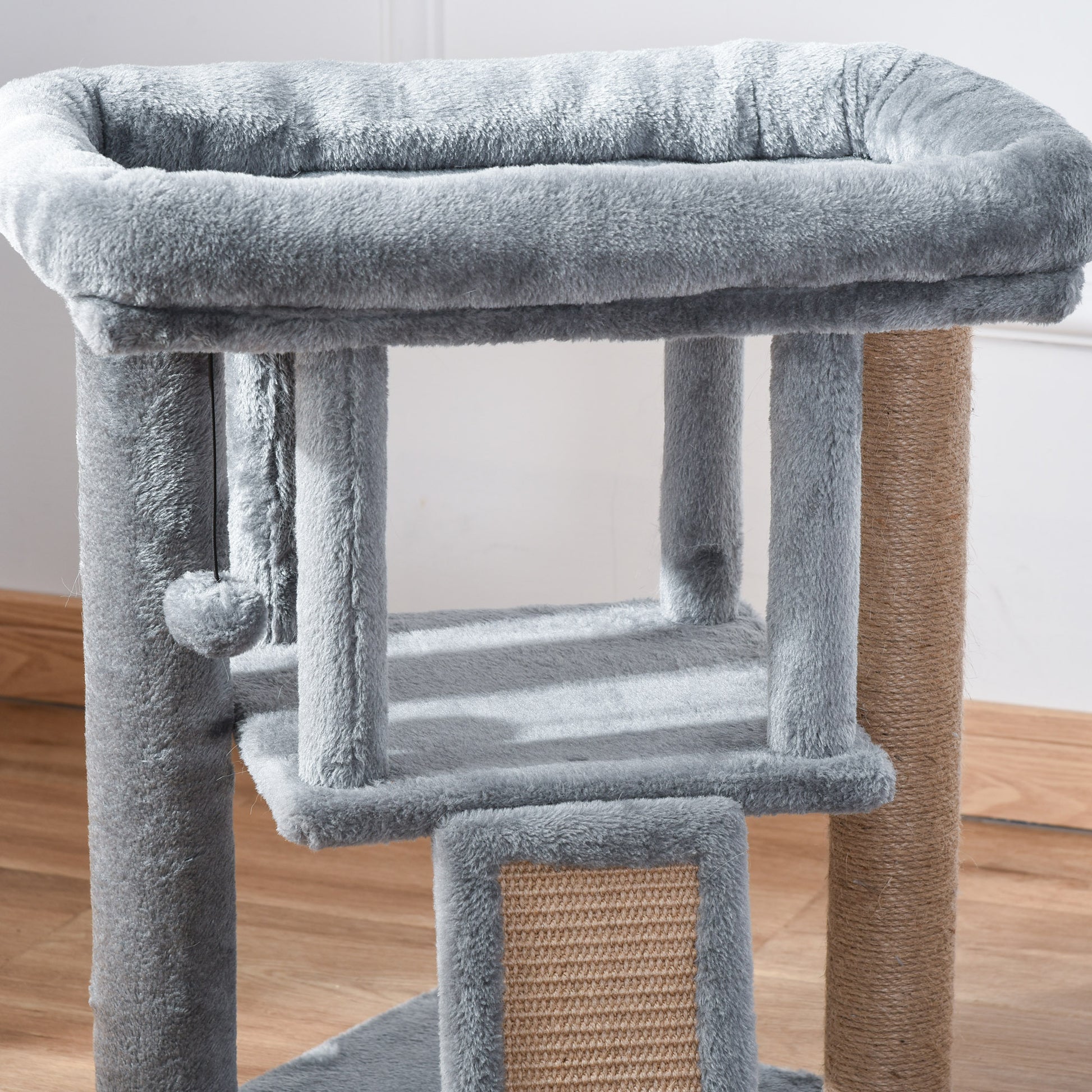 Pawhut Árbol Rascador Para Gatos Pequeños De 57 Cm Con Poste De Yute Rascador_3