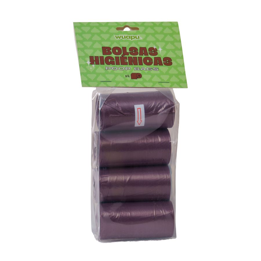 Pack 4 Rollos Color Marrón De Bolsas Higiénicas Recoge Excrementos De Perro. Rollos De 15 Bolsas_0