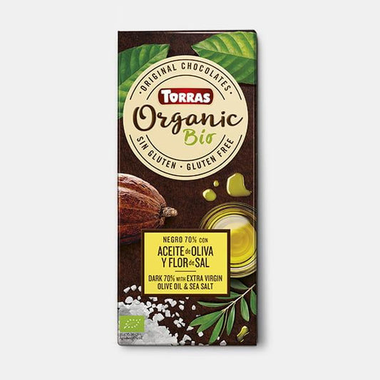 Chocolate Negro 70% con Aceite de Oliva y Flor de Sal Bio Torras 100 gr