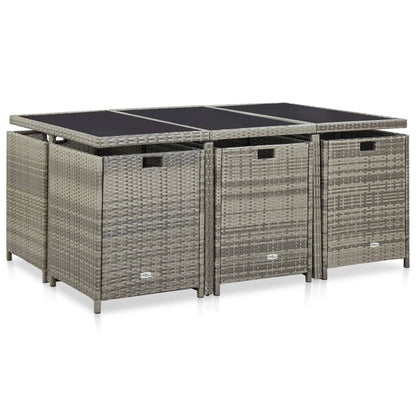 Vidaxl Set De Comedor De Jardín 11 Pzas Y Cojines Ratán Sintético Gris_3