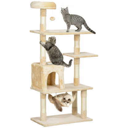 Pawhut Árbol Rascador Para Gatos Grande 70x40x152cm Con Múltiples Plataformas_0