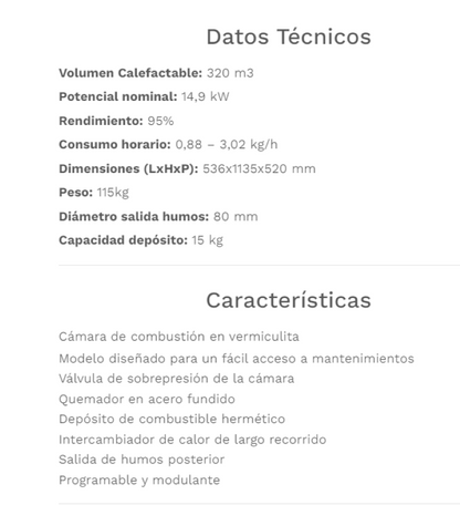 Fabricalor Estufa De Pellets Classic 15 Blanco Ventilada_1