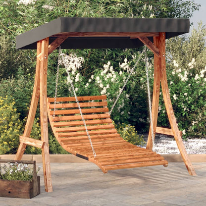 Tumbona Columpio Con Toldo Madera Maciza Abeto Acabado De Teca_1