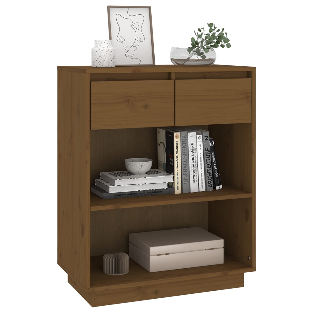 Mesa Consola De Madera Maciza De Pino Marrón Miel 60x34x75 Cm / Vetonek_5