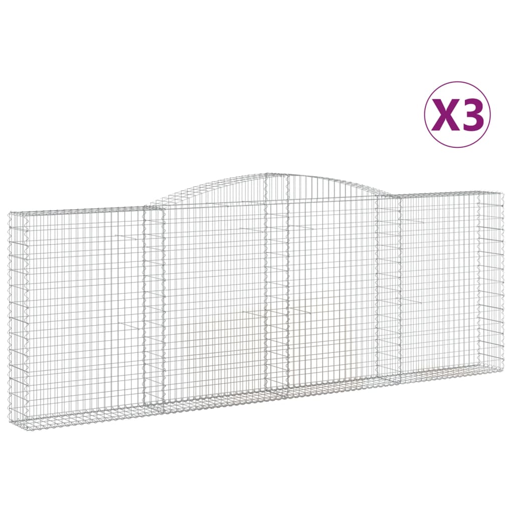 Cestas De Gaviones 3 Uds Forma De Arco Hierro 400x30x140/160 Cm_0