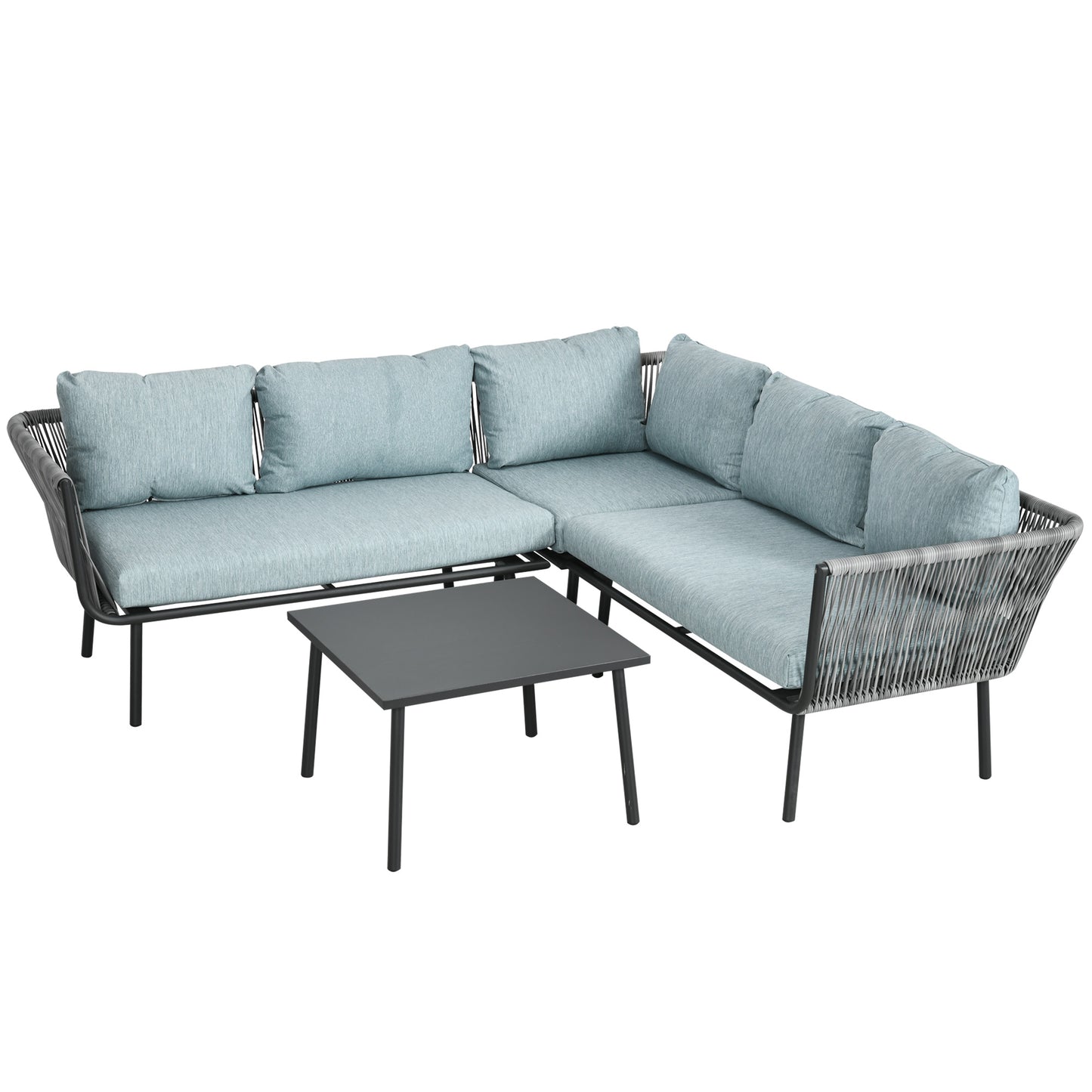 Outsunny Conjunto De Muebles De Ratán 2 Sofá De 2 Plazas Sofá De Esquina Mesa_0