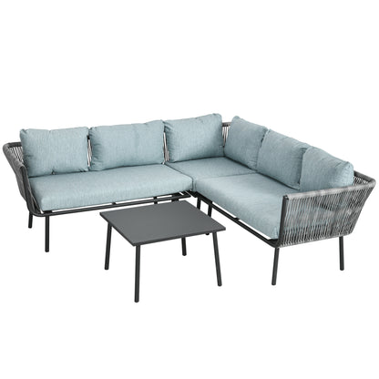 Outsunny Conjunto De Muebles De Ratán 2 Sofá De 2 Plazas Sofá De Esquina Mesa_0