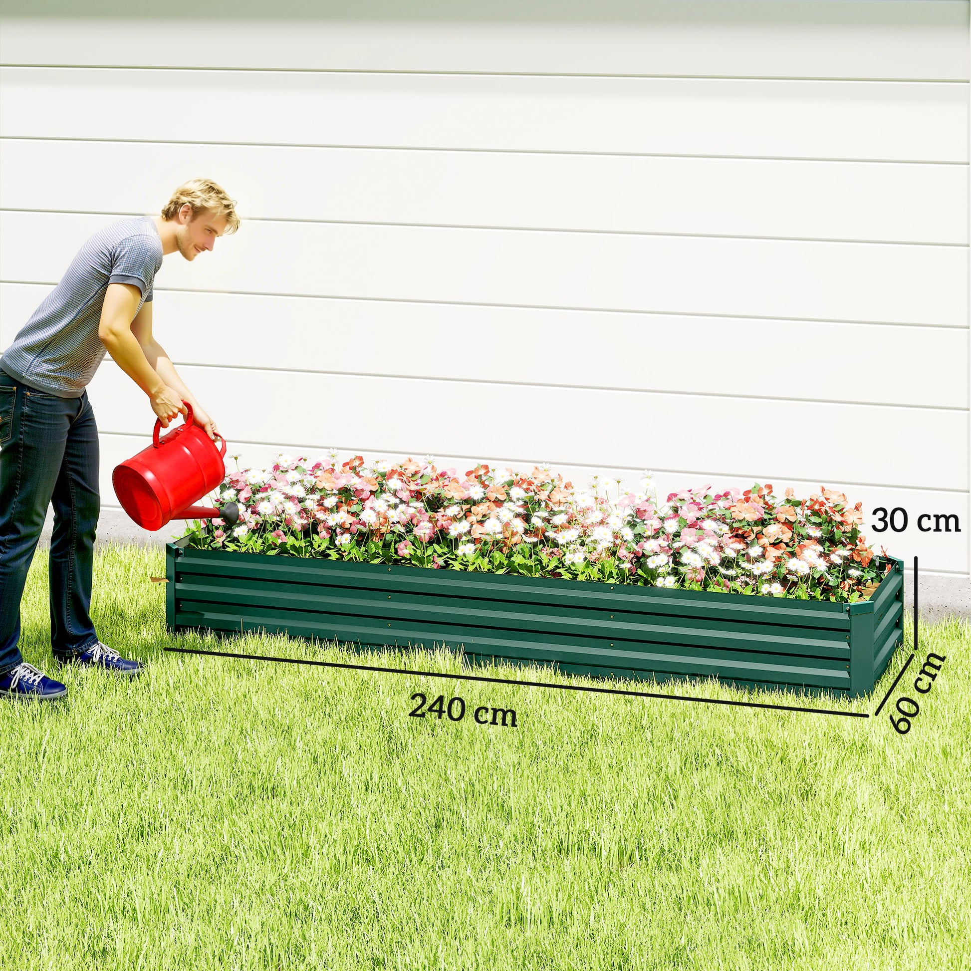 Outsunny Jardinera Exterior Grande Rectangular De Acero Galvanizado_2