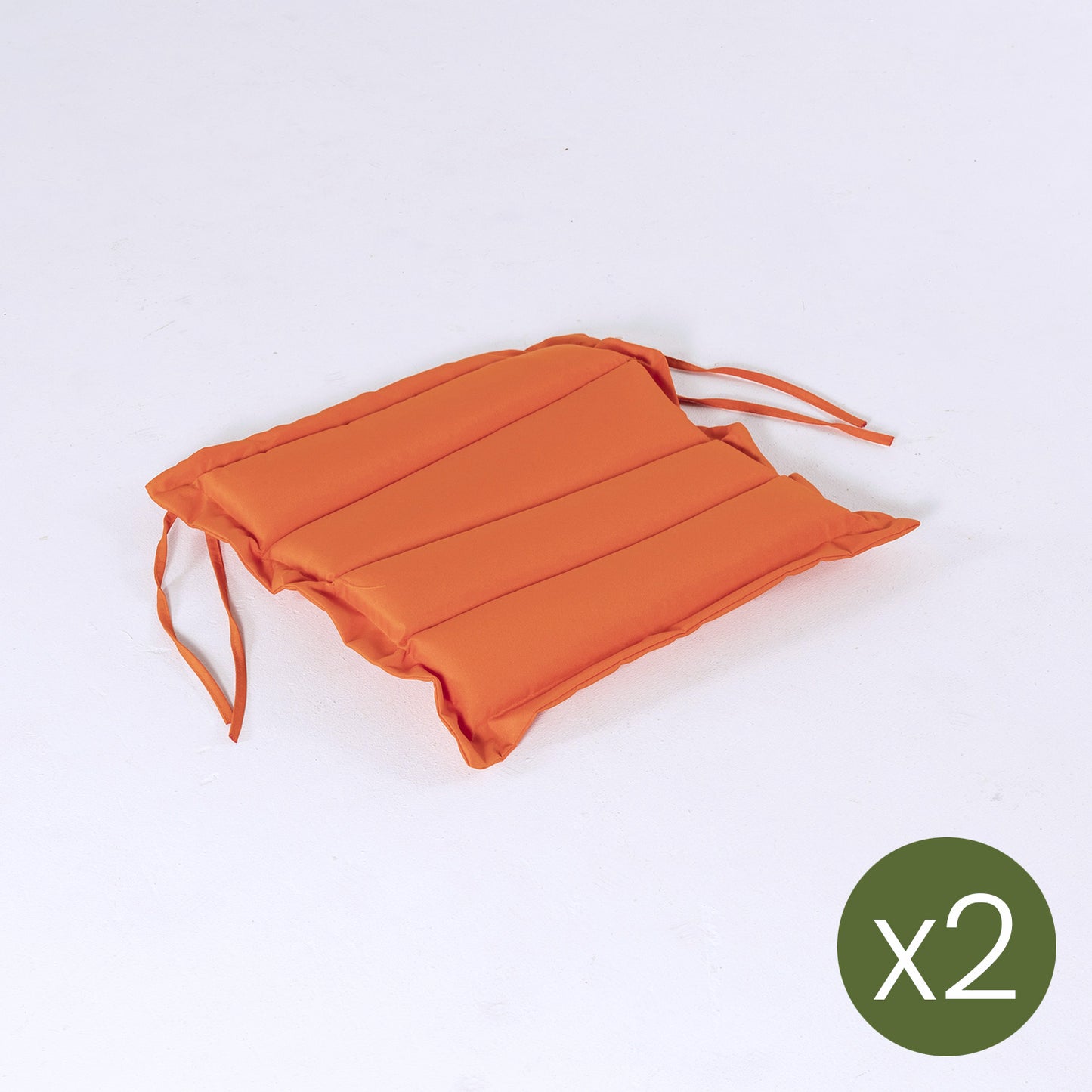 Pack 2 Cojines Para Sillas De Jardín Color Naranja, Tamaño 37x37x5 Cm, Repelente Al Agua,_2