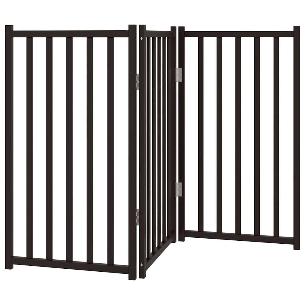 Vidaxl Puerta De Perros Plegable 3 Paneles Madera Abeto Negro 150 Cm_0