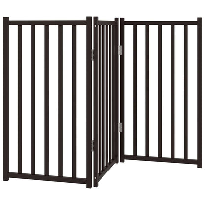 Vidaxl Puerta De Perros Plegable 3 Paneles Madera Abeto Negro 150 Cm_0