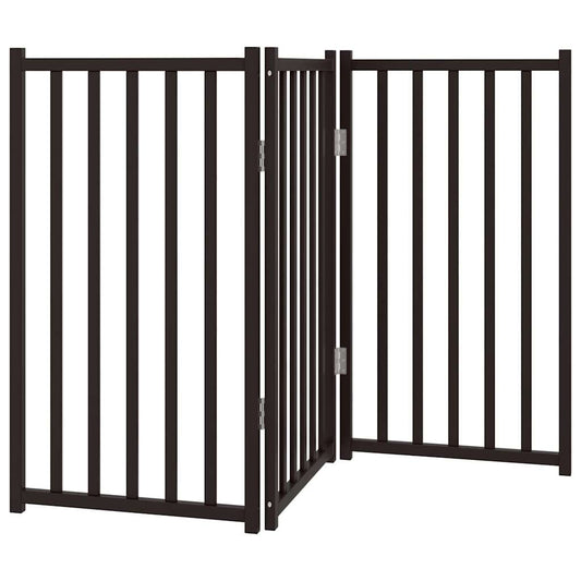 Vidaxl Puerta De Perros Plegable 3 Paneles Madera Abeto Negro 150 Cm_0