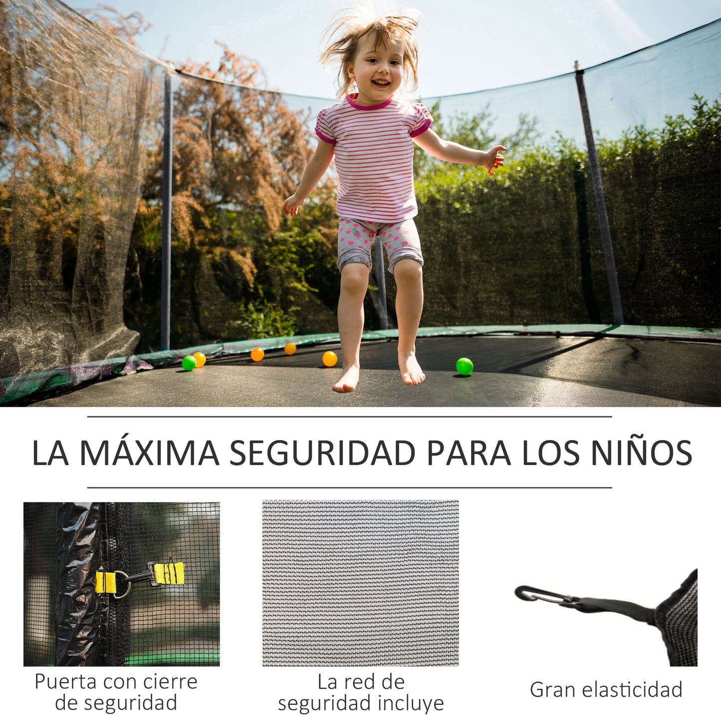 Homcom Red De Seguridad De Reemplazo Para Trampolín Redondo Ø305 Cm Negro_4