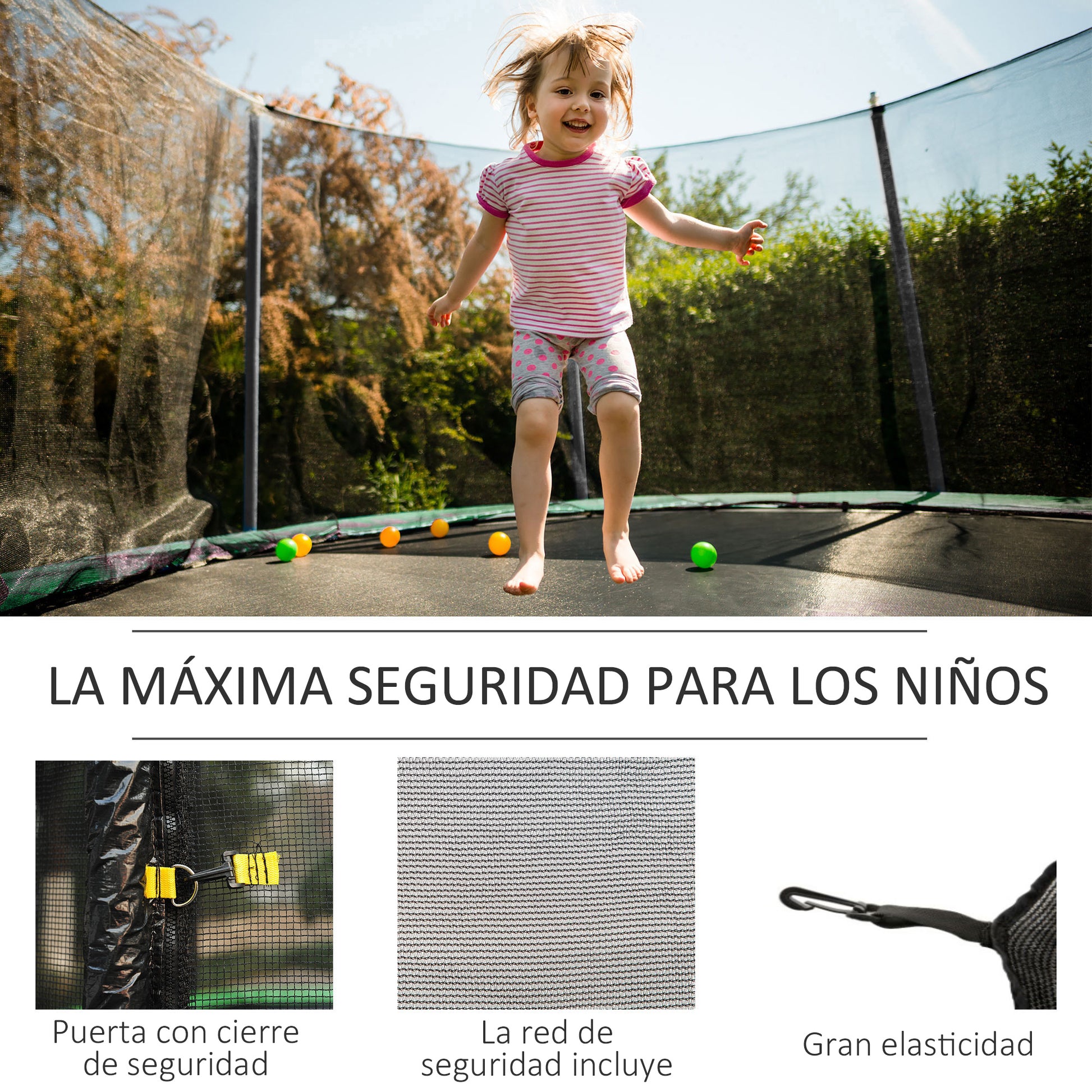Homcom Red De Seguridad De Reemplazo Para Trampolín Redondo Ø305 Cm Negro_4