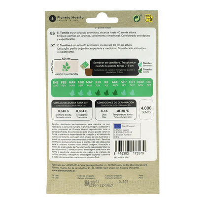 Semillas de Tomillo ecológicas Planeta Huerto