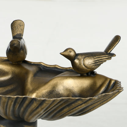 Outsunny Baño Para Pájaros De Jardín Exterior 81 Cm Con Diseño De Concha Bronce_3