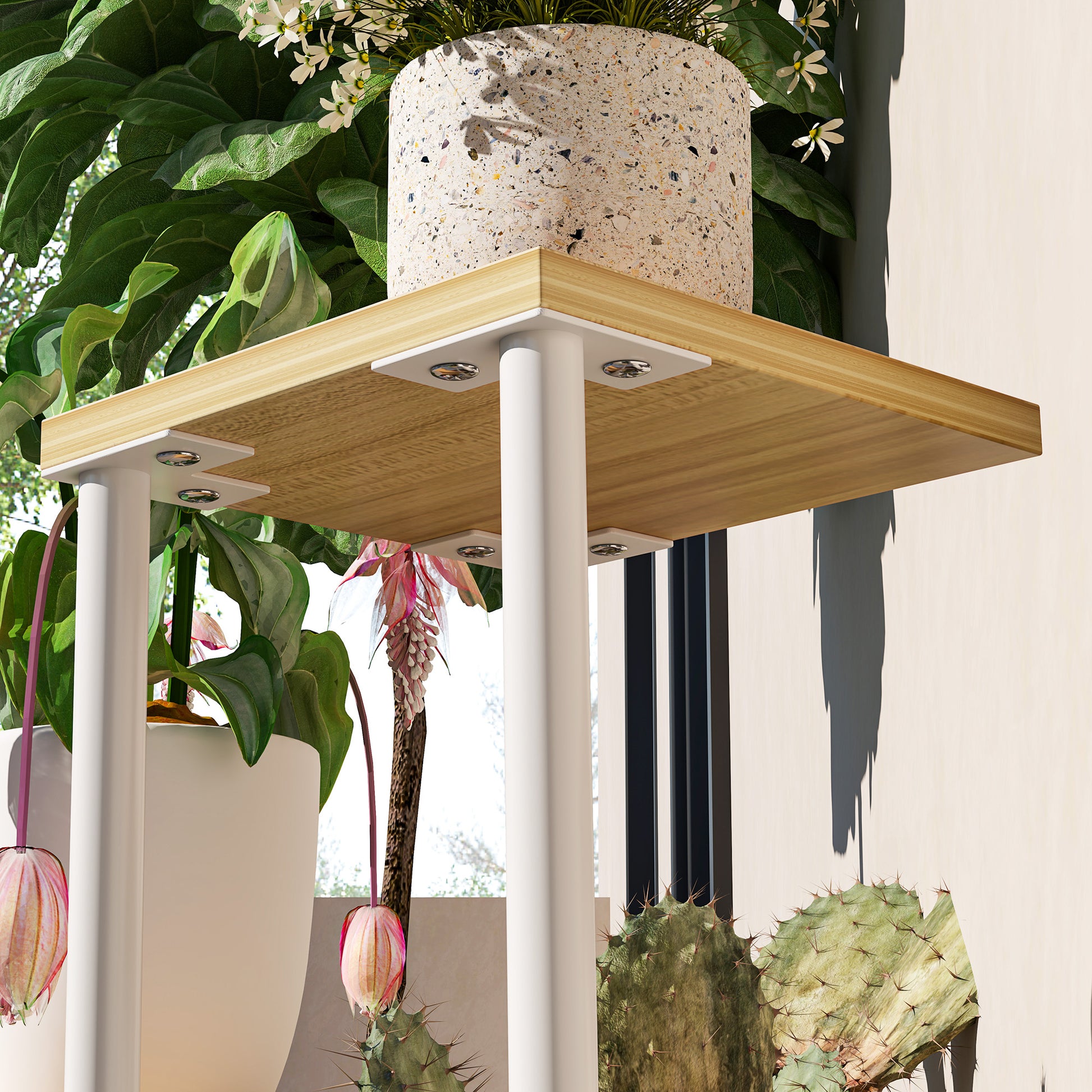 Outsunny Estantería Para Plantas De 4 Niveles De Madera 53x42x85 Cm Natural_4