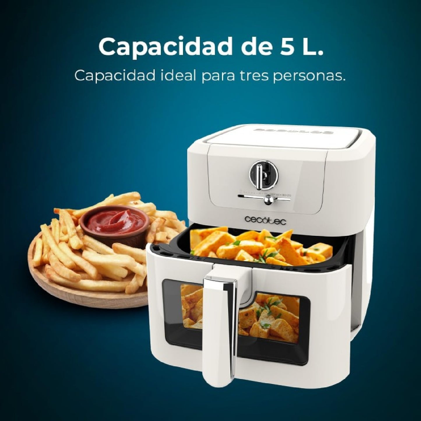Freidora De Aire Sin Aceite De 5 L Con Ventana Air Fryer Cecofry Antique 5000 Window. 1500 W, Digital, Área De Cocinado De 5 L Y Tecnología Perfectc_1