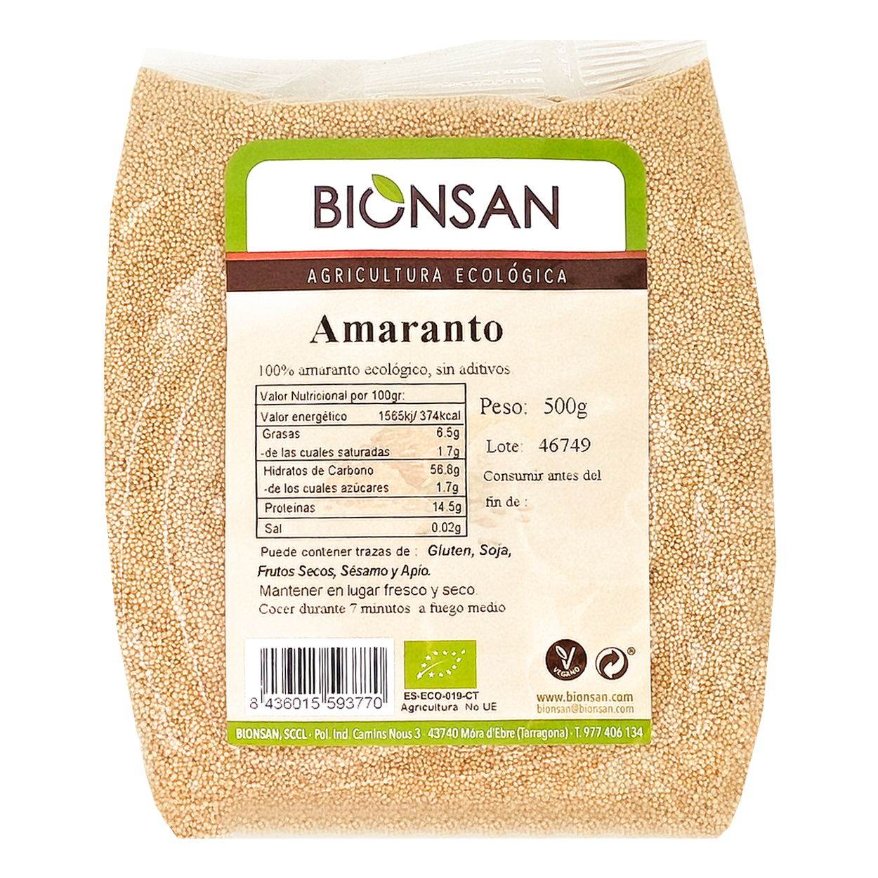 Amaranto En Grano Ecológico 500gr
