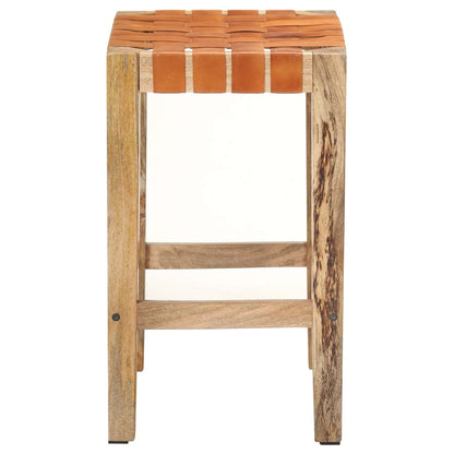 Taburetes De Bar 2 Piezas Cuero Auténtico Marrón 60 Cm_2