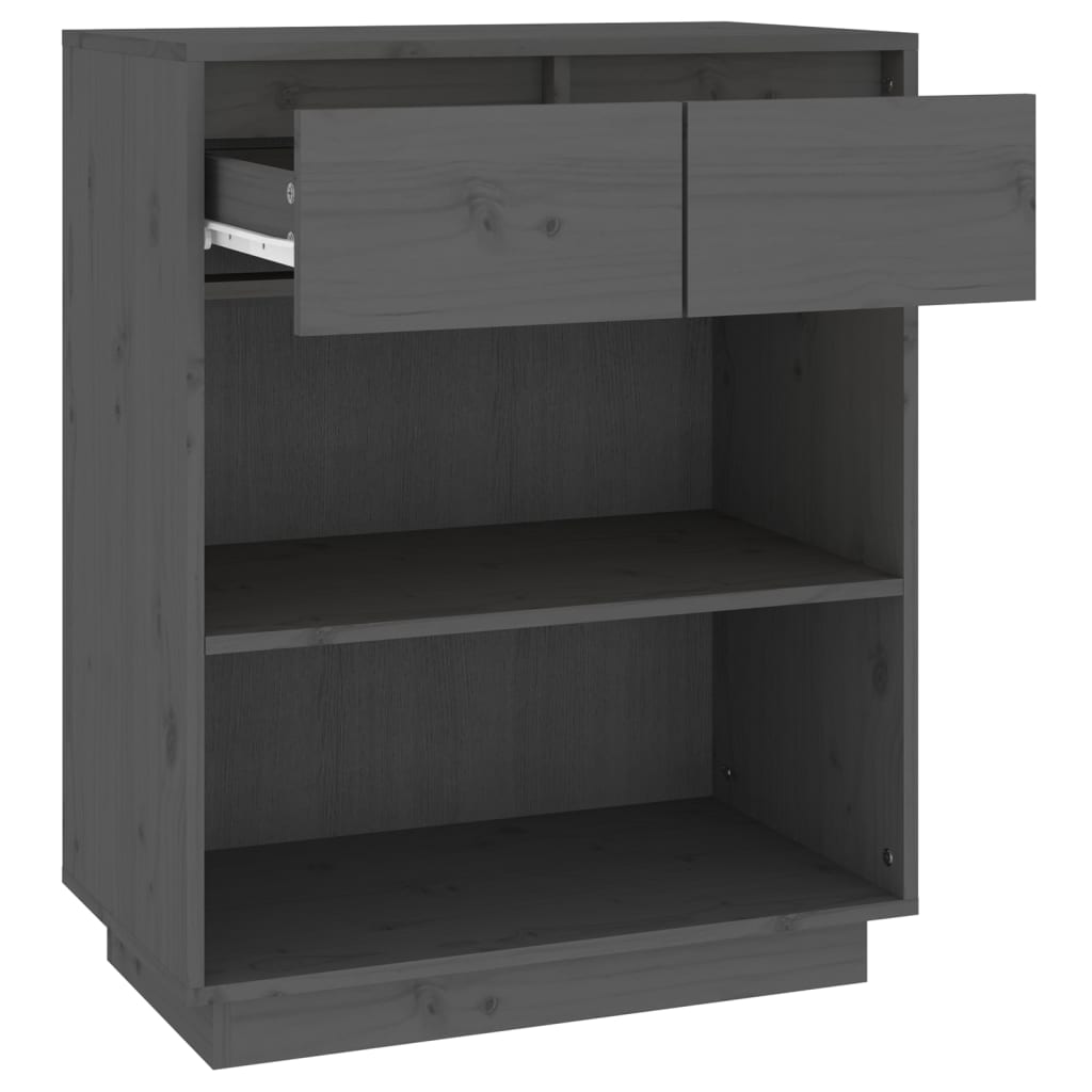 Mesa Consola De Madera Maciza De Pino Gris 60x34x75 Cm / Vetonek_1