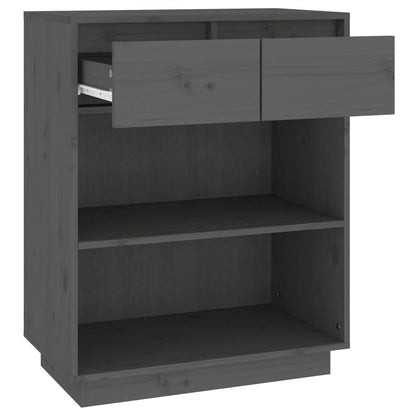 Mesa Consola De Madera Maciza De Pino Gris 60x34x75 Cm / Vetonek_1