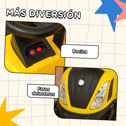 Homcom Tractor Con Remolque Para Niños 12-36 Meses Con Faros Pala Y Rastrillo_5