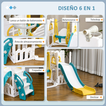 Aiyaplay Tobogán Infantil 6 En 1 Con Columpio Y Tobogán Multicolor_3