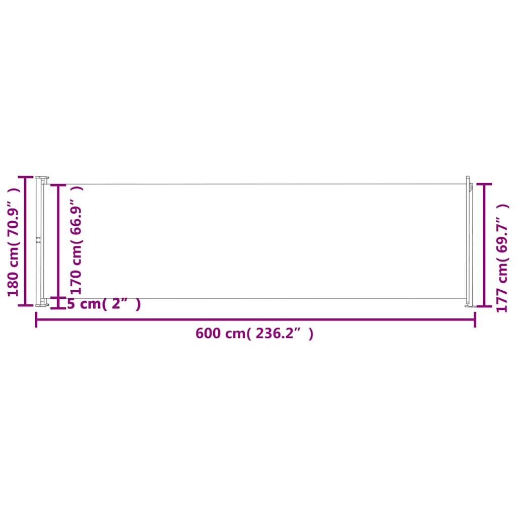 Vidaxl Toldo Lateral Retráctil De Jardín Marrón 180x600 Cm_2