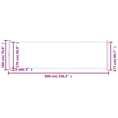 Vidaxl Toldo Lateral Retráctil De Jardín Marrón 180x600 Cm_2