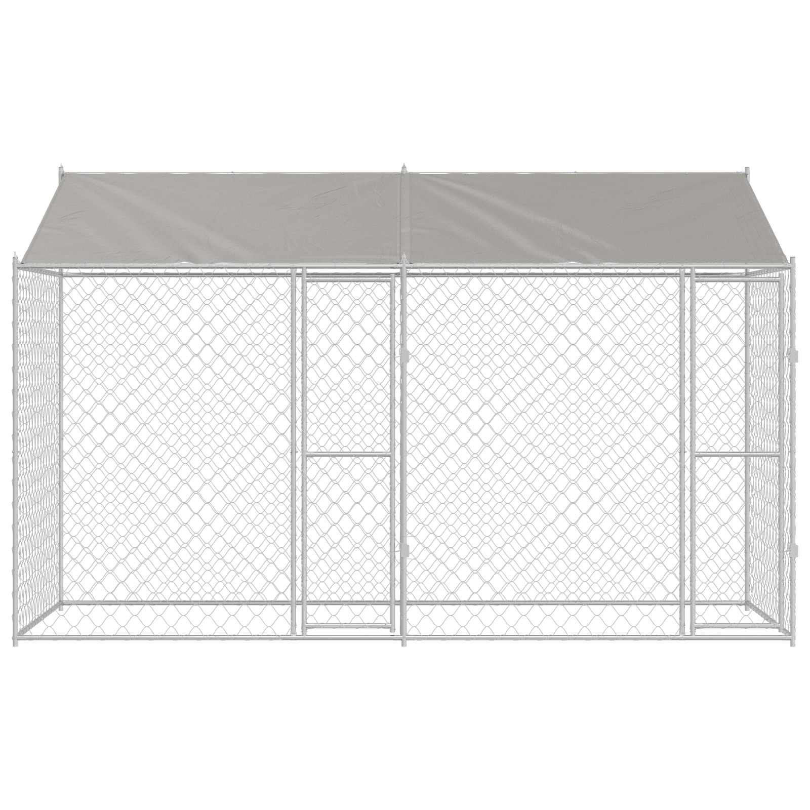 Jaula Para Perro Con Techo Plateado 400 X 200 X 256 Cm_3