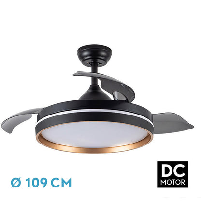 Ventilador Dc Nalon 72w Negro/oro 3aspas 109d 7200l 6vel 3000k,4500k,6000k Remoto+memoria+temporizador_0