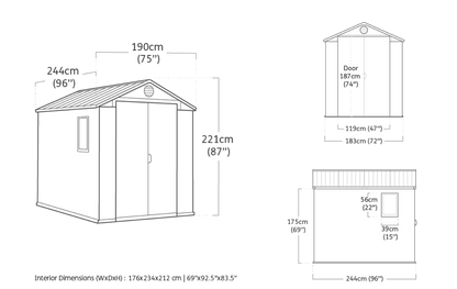 Caseta De Exterior Darwin 6x8 De Keter. 190x244x221 Cm - Gris_3
