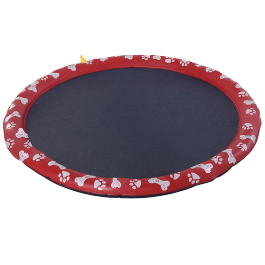Pawhut Splash Pad Para Mascotas Ø170 Cm Con Bonito Estampado Rojo Y Azul_0